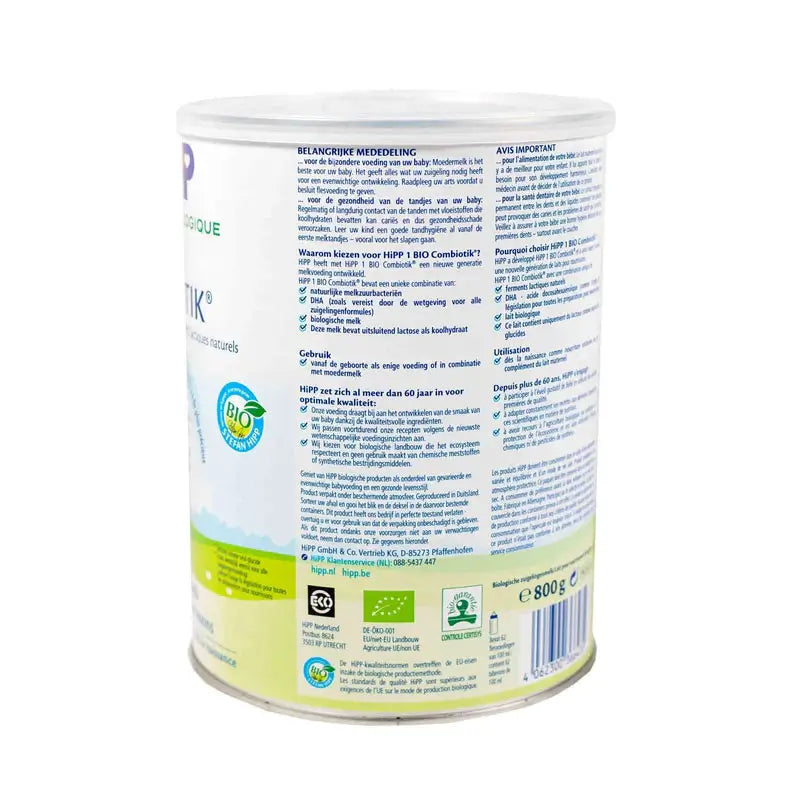 HiPP Dutch Stage 4 (24 Months +) Combiotic Junior Milk Formula (800g/2 –  Grow Organic Baby